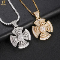 2022 hipster hip hop full iced out pendant rotatable silver plated cross pendant for men