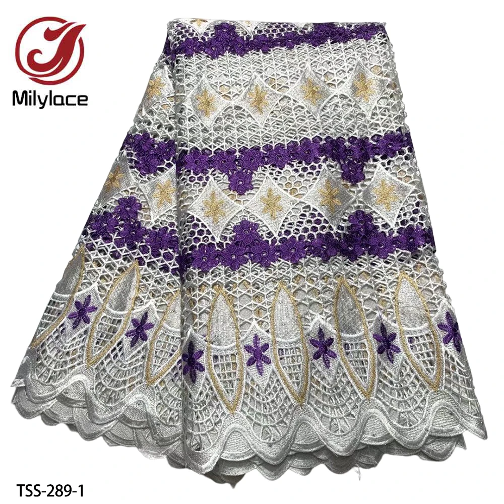 

Latest African Lace Fabric 2020 High Quality Lace Embroidered & Rhinestones Lace Fabric 5 Yards African Lace Fabrics TSS-289