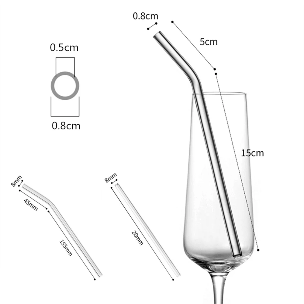 Соломинки из боросиликатного стекла экологически чистые многоразовые соломинки