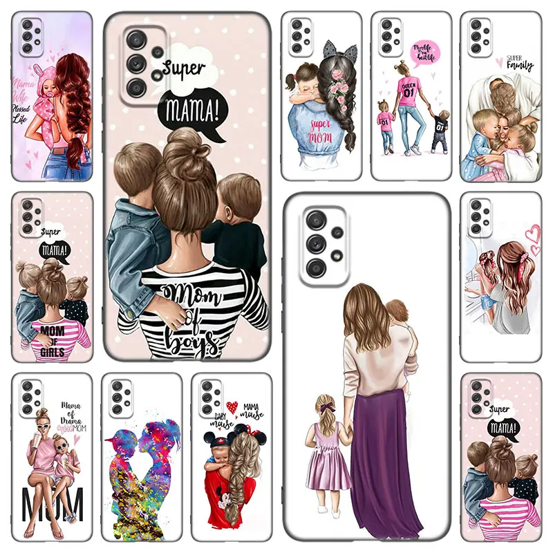 Super Mom Baby Girl Boy Phone Case For Samsung Galaxy A21 A30 A50 A52 S A13 A22 A32 A33 A53 A73 5G A11 A12 A31 A51 A70 A71 A72