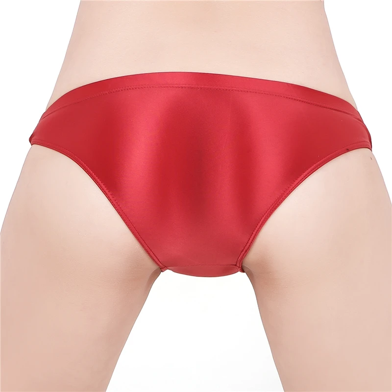 Spandex Shorts Satin Glossy Sexy Swimming Pants Shiny Silk Smooth Underwear Bikini Bottoms See Through Womens Briefs Plus Size