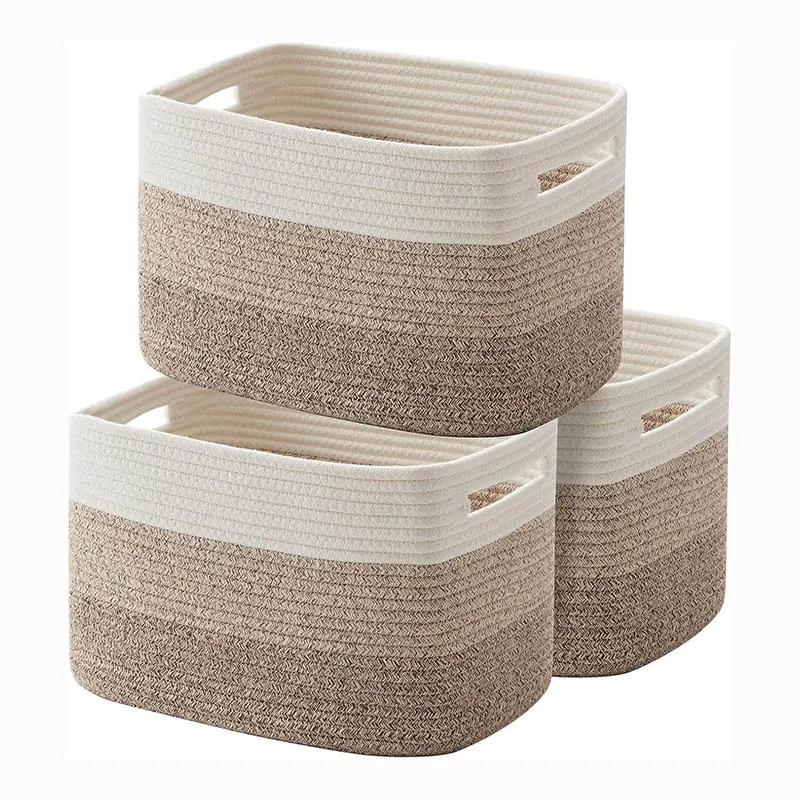 Прямоугольная корзина для хранения тканая хлопчатобумажная веревка грязная