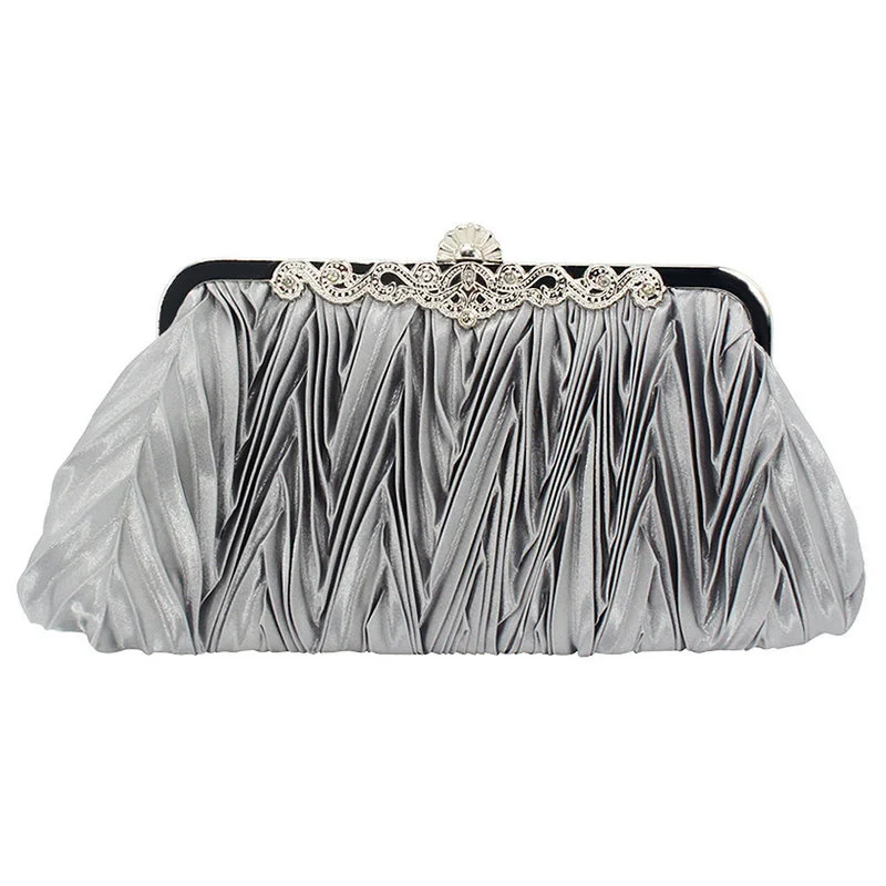 

Women Lady Satin Crystal Bridal Handbag Clutch Party Wedding Purse Evening Bag Fashion Envelope Wallet Shoulder Bag