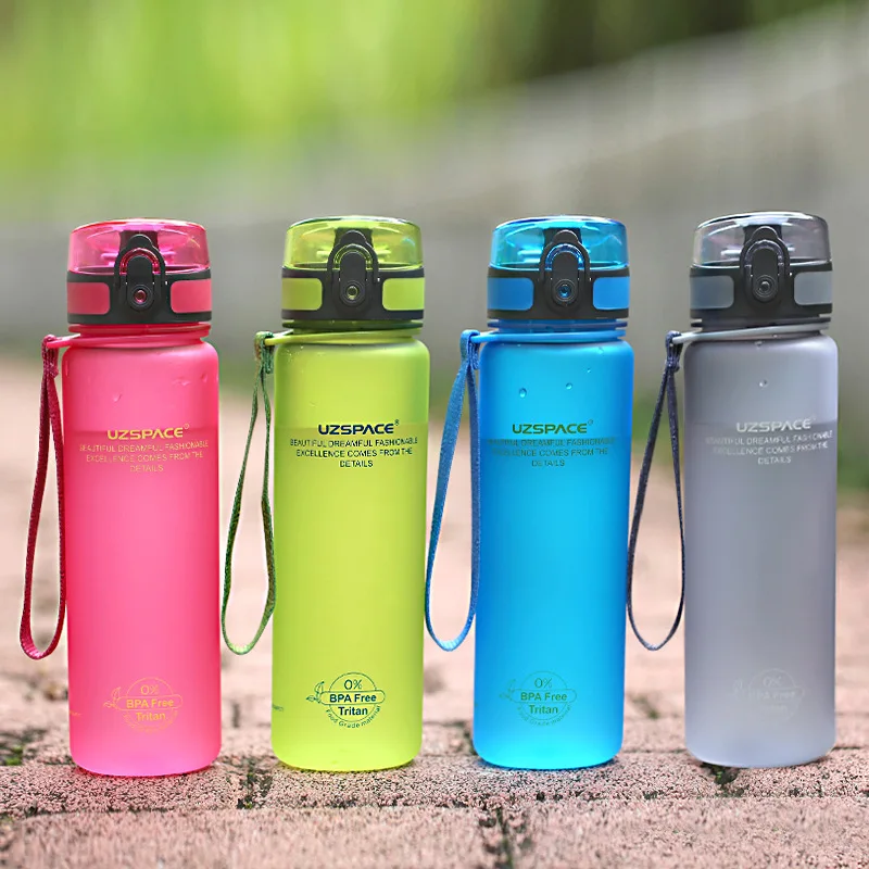 

Uzspace 500ml Water Bottle Leak Proof Short Sports Trip Hiking Portable Frosted Colorful Beverage Bottle Fitness Tritan Material