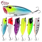 Лидер продаж, 1 шт., рыболовные приманки 6,5 см12 г, топвотер, Поппер, приманка, 6 цветов, жесткая приманка, Искусственные воблеры, пластиковые рыболовные снасти с крючками  6