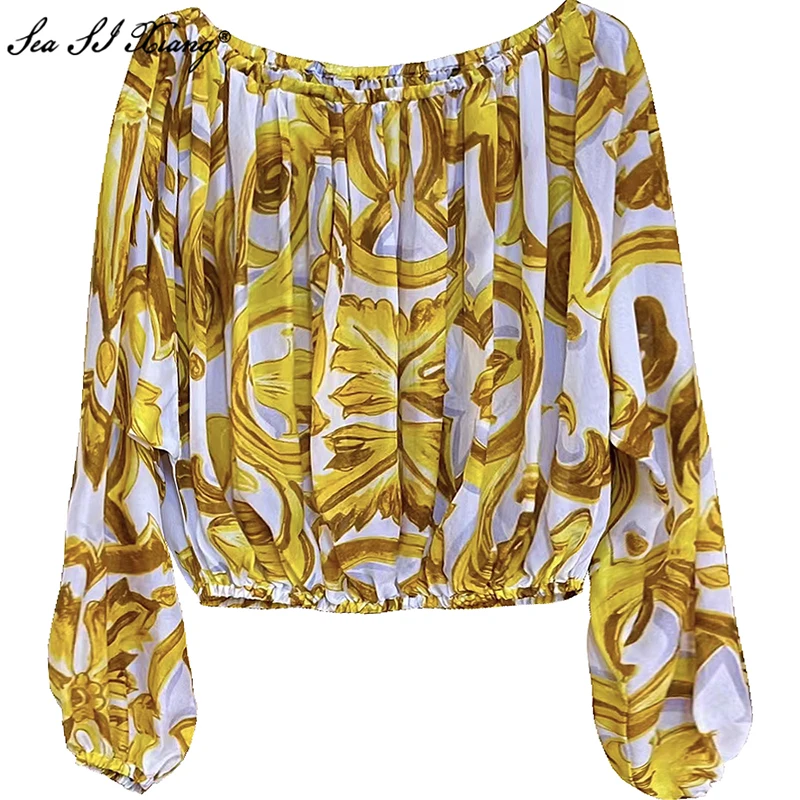 Женские Дизайнерские летние шелковые топы Seasixiang пляжные для отпуска с