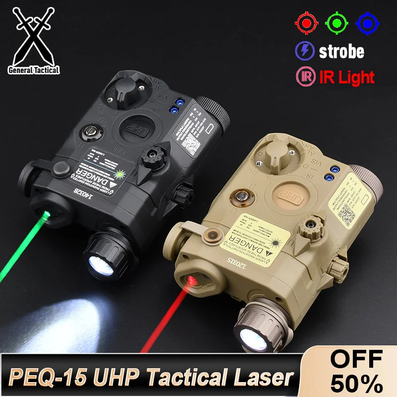 Tactical Airsoft UHP AN PEQ-15 LA5C Red Dot Green Blue  +IR 