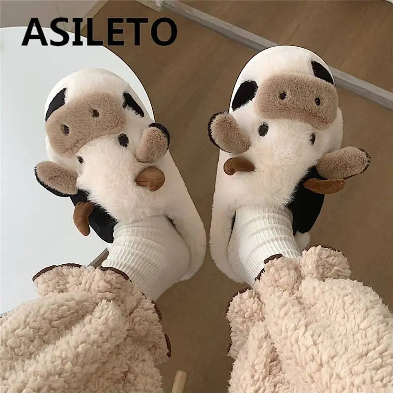 

ASILETO Upgrate симпатичные Тапочки с животными для женщин и девушек кавайные пушистые зимние теплые домашние туфли женские Мультяшные забавные д...