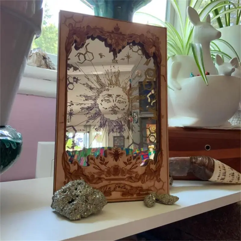 

Wooden Home Decoration Mysterious Sun Tarot Card Mirror Bedroom Decorations Home Ornament Classical Tarot Enthusiasts Gift