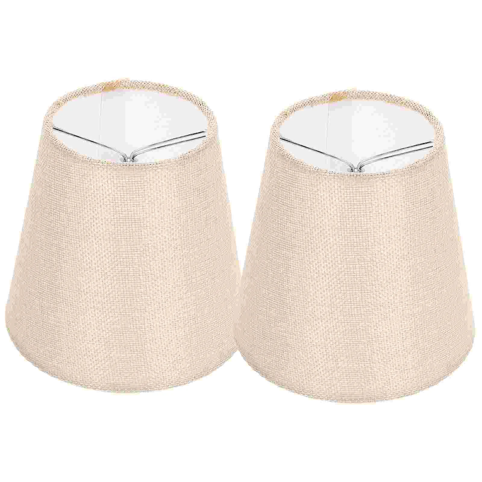 

2pcs Fabric Lampshade Small Lampshade Clip On Bulb Retro Style Lamp Shade Barrel Lamp Shade Accessory