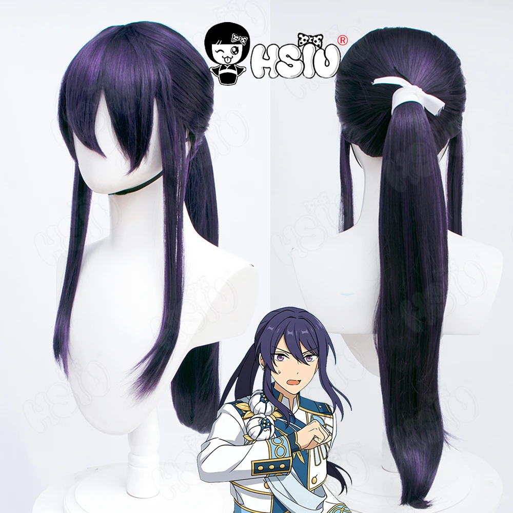 Купи Souma Kanzaki Cosplay Wig Anime Ensemble Stars Cosplay HSIU Black and purple ponytail long hair Synthetic Hair+Free Wig Cap за 2,436 рублей в магазине AliExpress