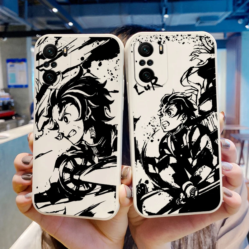 

Anime Funny Demon Slayer For Xiaomi Redmi Note 12 12Pro 11 11S 11T 10S 10 9S 9T 9 8 Pro Plus 5G Liquid Rope Phone Case