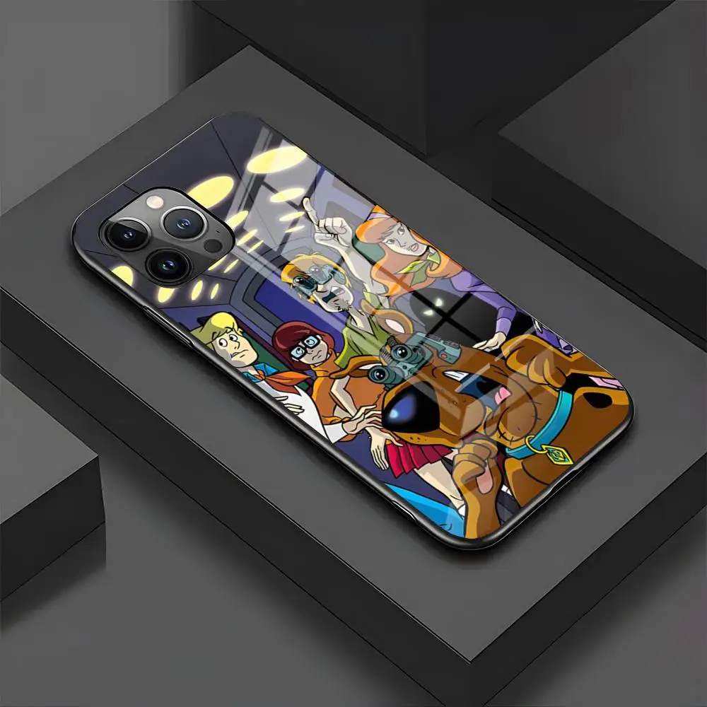 Чехол для телефона MINISO-Scoobys Cartoon Cute-Dooo IPhone 15 Pro 16 14 13 12 11 Mini X XS XR Max стеклянный дизайн