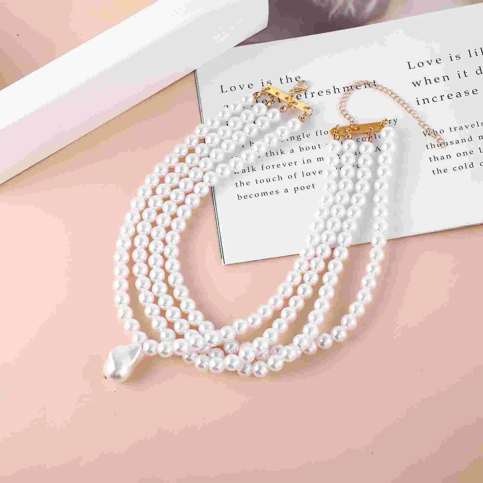 Круглое жемчужное ожерелье колье декор длинный искусственный жемчуг для женщин