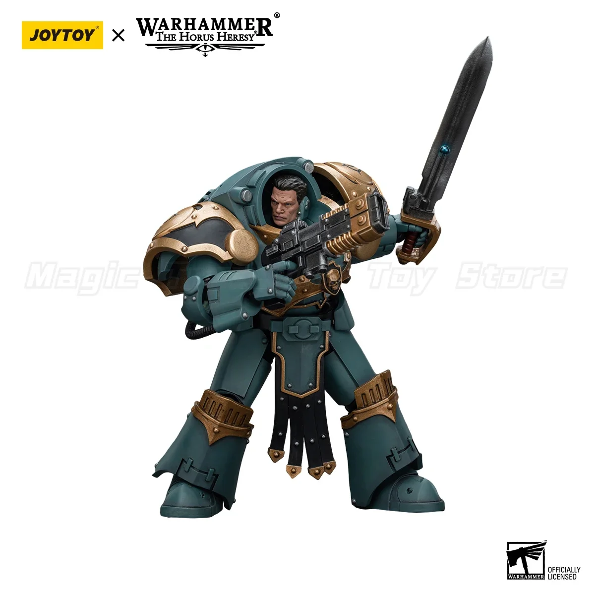 Фото В наличии: JOYTOY Warhammer 40K Sons of Horus Tartaros Terminator Squad Sergeant с Volkite Charger и Power Sword, фигурка 1/18 масштаба. №5