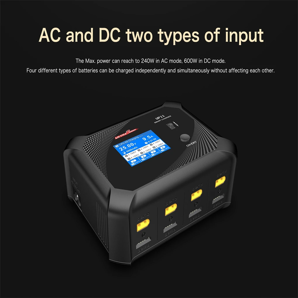 UP11 AC240W DC600W 4-канальное интеллектуальное балансное зарядное устройство для