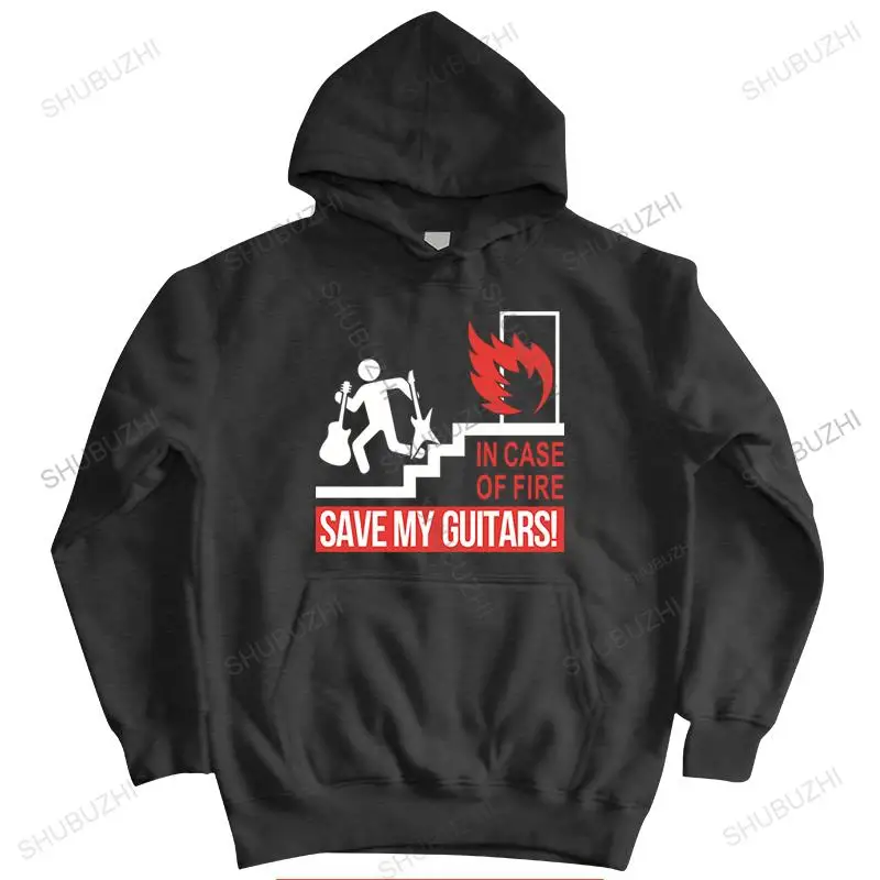 

Men sweatshirt spring streetwear pullover cotton fashion coat In Case Of Fire Save My Guitars homme autumn hoodies zipper