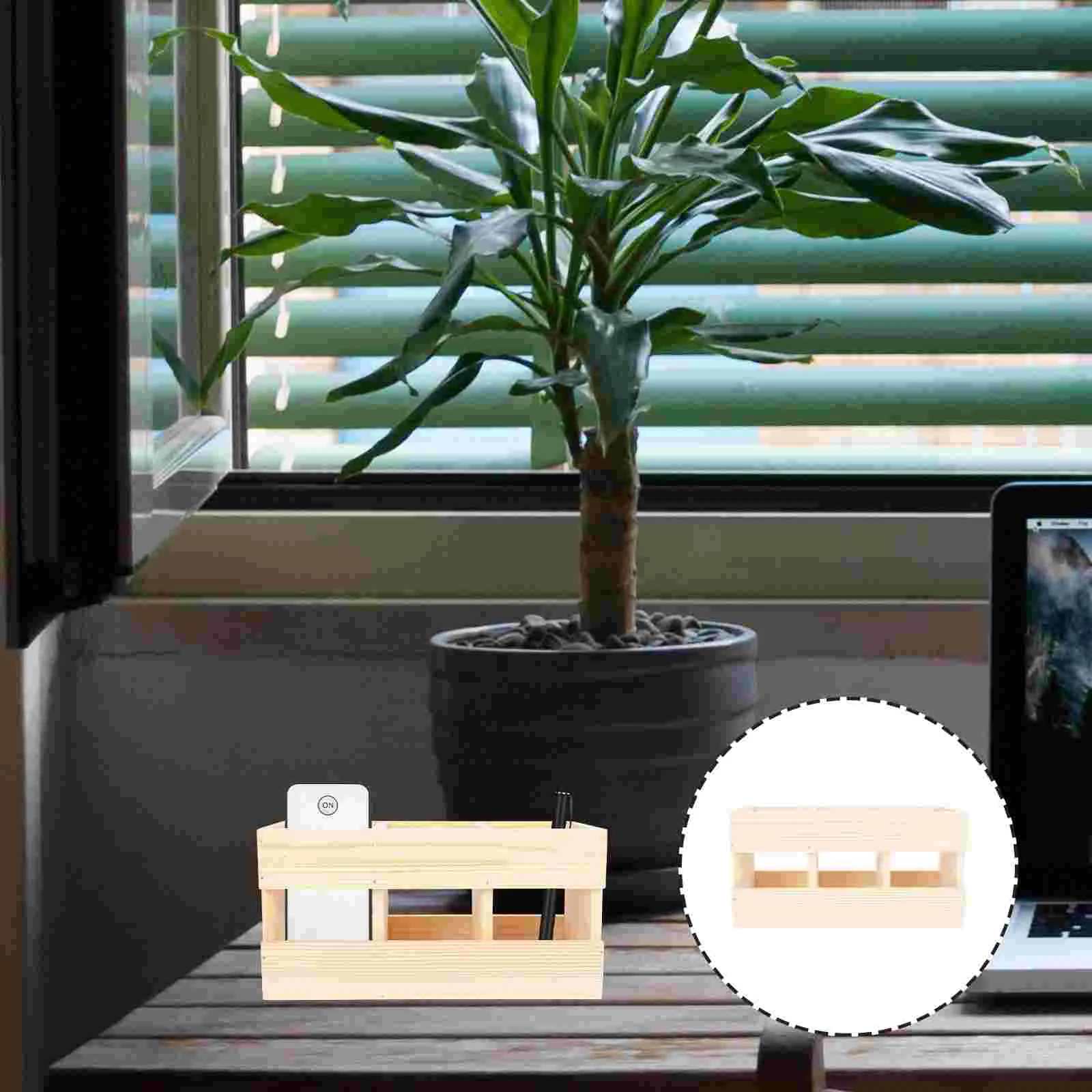 

1pc Practical Pencil Holder Adorable Stationery Container Wooden Monitor Holder Photo Prop for Office Home