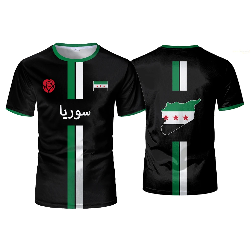 Syrian Flag Football Jerseys Men's Sports T-shirts National Emblem Pattern Printed Street Loose Tops Unisex Casual Tees