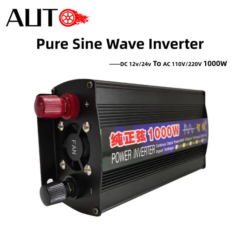 

Pure Sine Wave Inverter DC 12v/24v To AC 110V/220V 1000W Portable Power Bank Converter Solar Inverter AC Outlets Car Converter