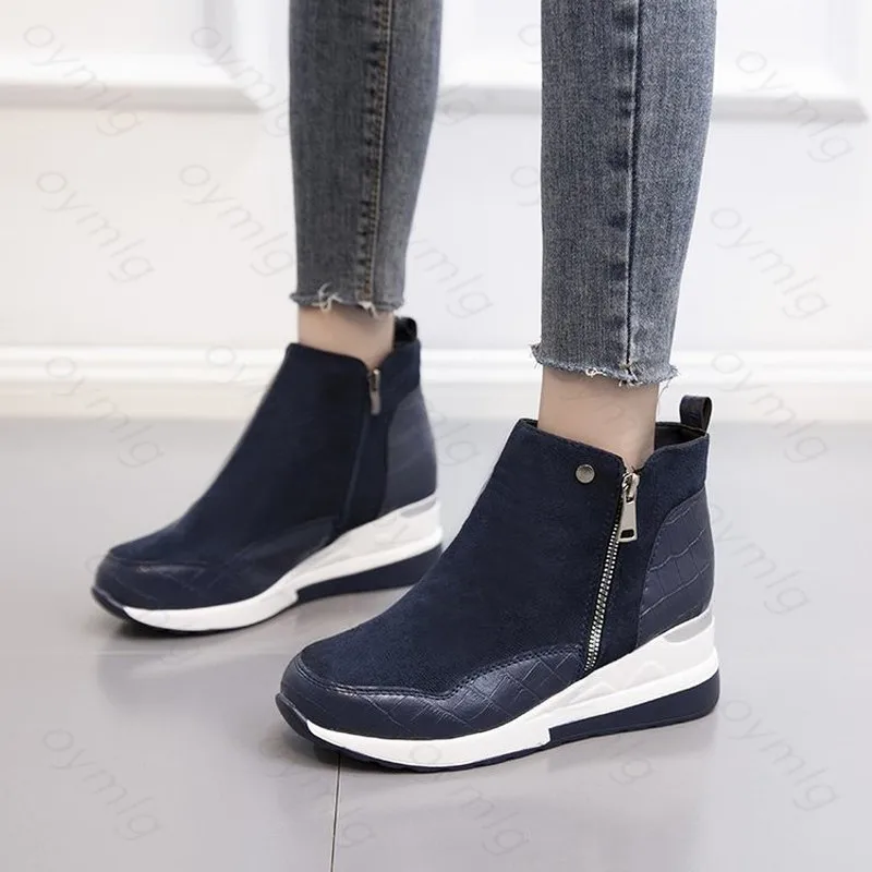 

Plus Size Warm Plush Winter Botas Chunky Sneakers Ankle Boots Women Shoes Ladys Zipper Buckle Thick Sole Platform Zapatos Mujer