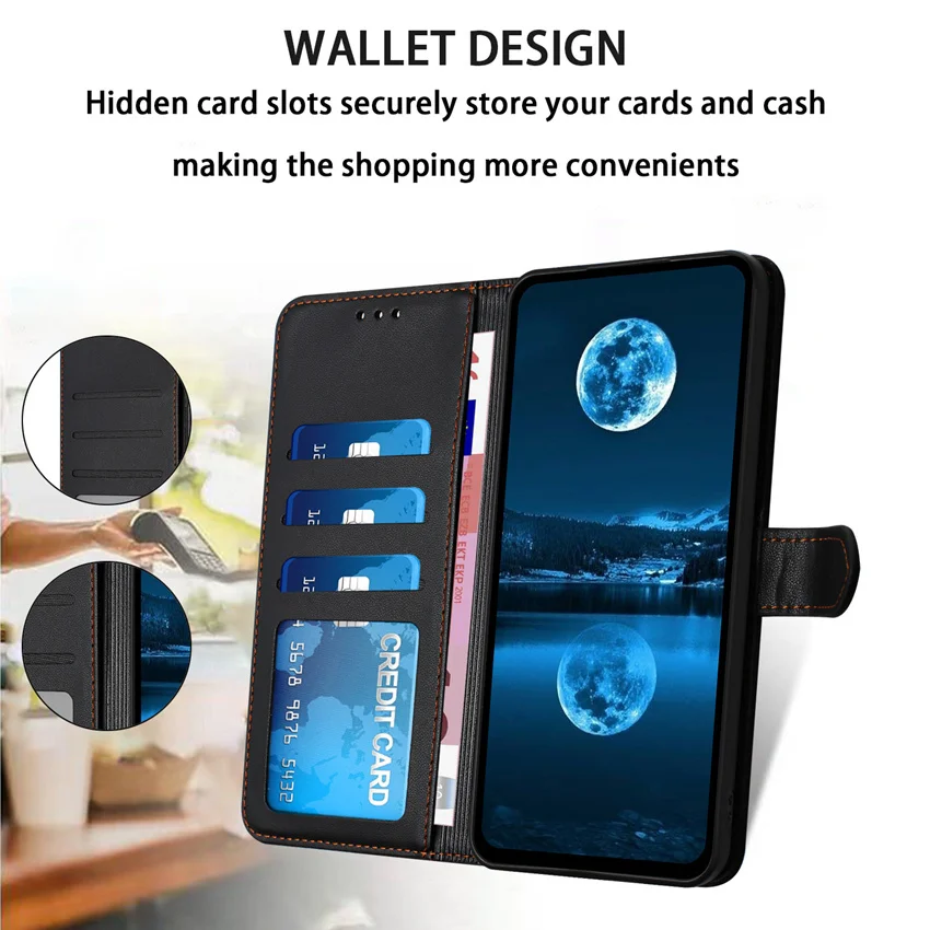 Кожаный чехол-книжка с отделением для карт и магнитной застежкой Samsung Galaxy A20 A30 A40