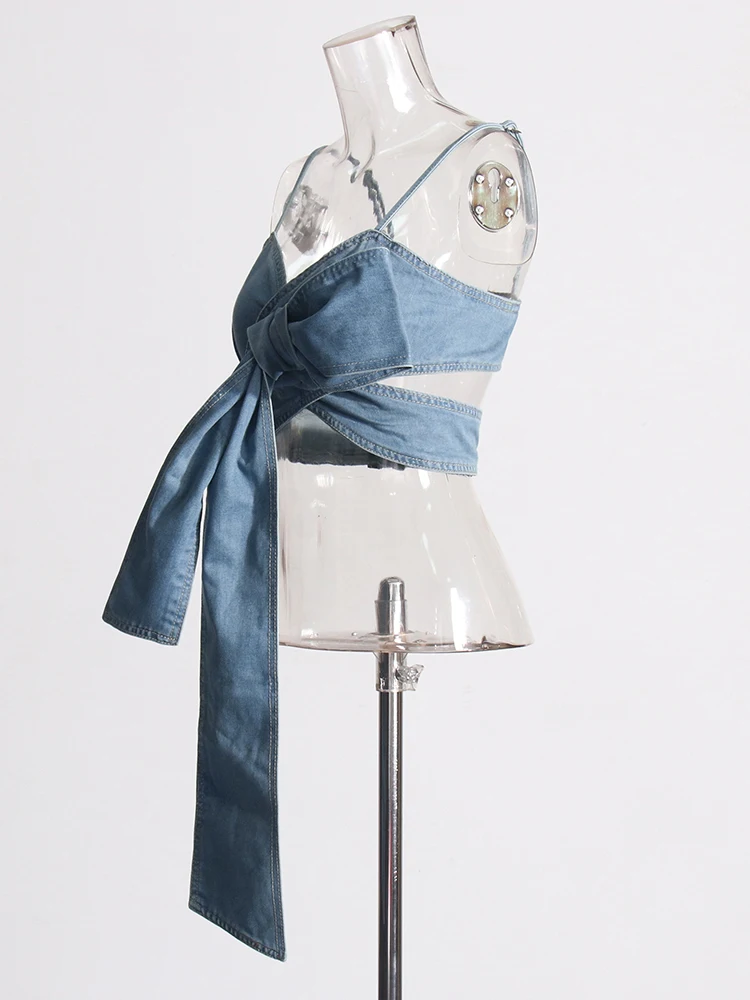 Топ BPN Y2K женский с квадратным воротником однотонный пикантный жилет бантом без