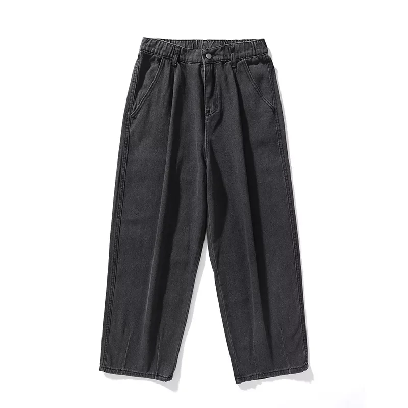 2022New Spring New Men's Baggy Denim Wide Leg Pants Korean Style Elastic Waist Stylish Harem Fit Jeans Skateboard Trouse Mal