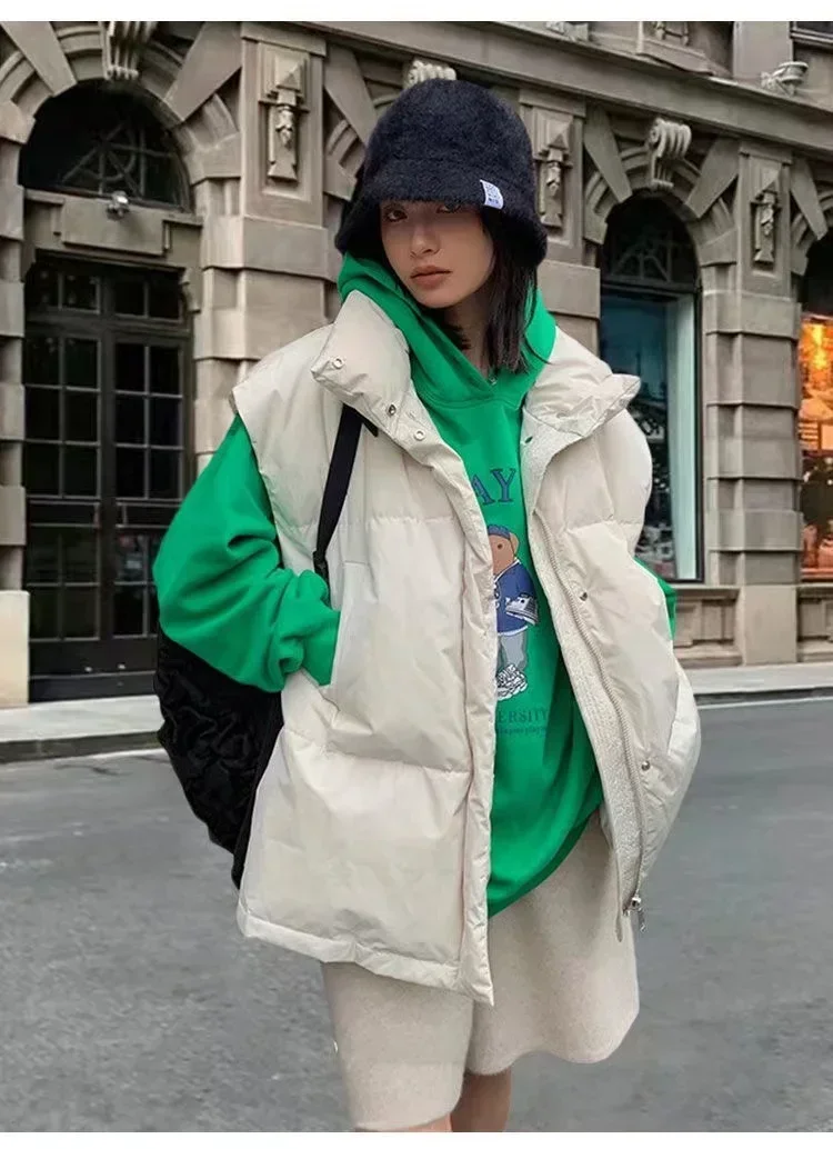 Женский пуховой жилет на молнии без рукавов в Корейском стиле из хлопка Офисная