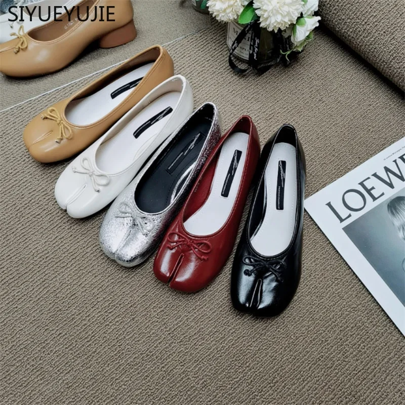 Балерины с разрезом на носках Кожаные Туфли Мэри Джейн женская обувь новая мода