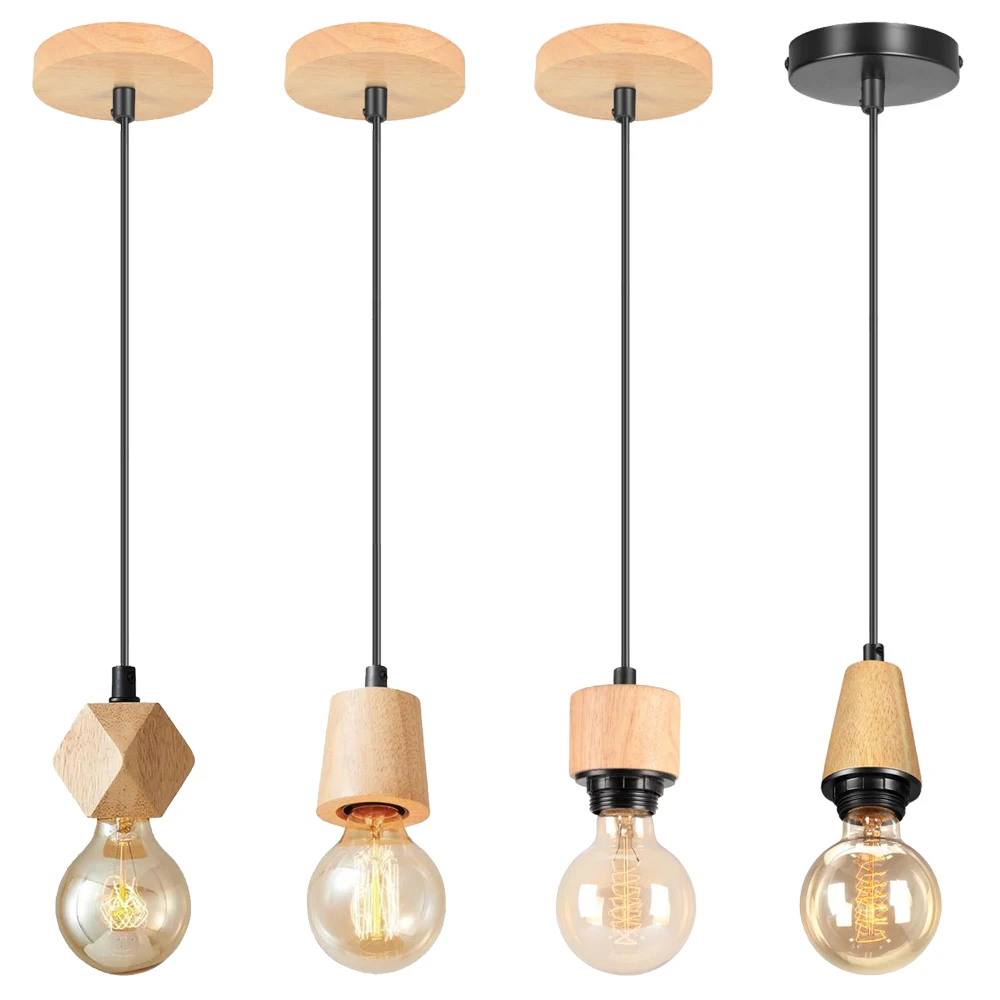 

Modern Nordic LED Pendant Light Iron Wooden Minimalist Metal Ceiling Hanging Lamp Living Room Restaurant Shop Bar Fixture Decor