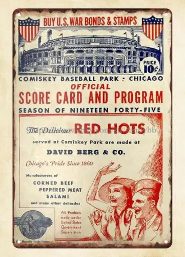 1945 бейсбольная v-образная металлическая жестяная вывеска