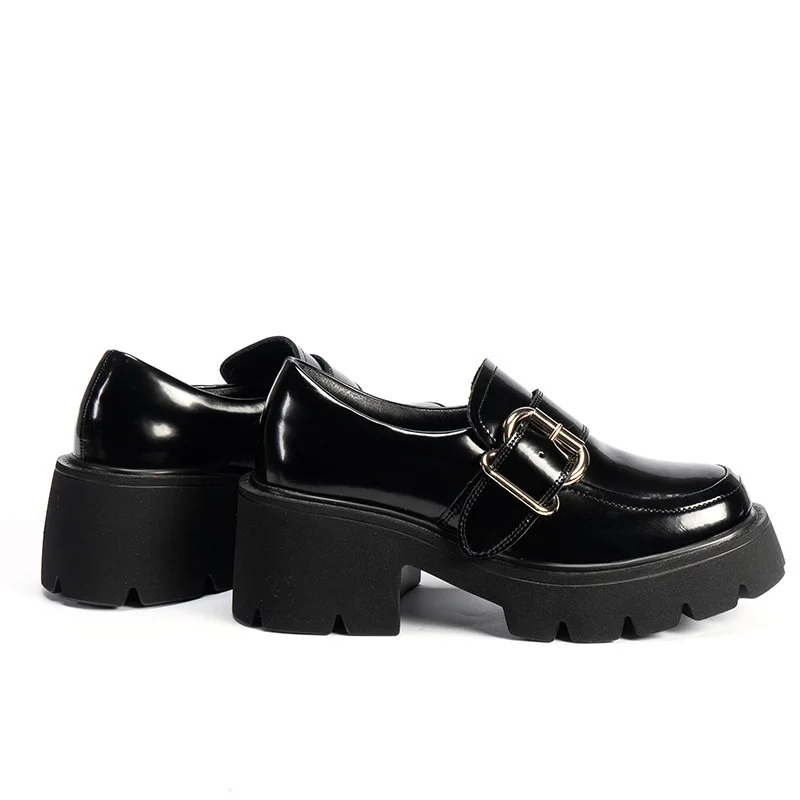 

Black Women Leather Shoes Spring Autumn Comfort Loafers Flats Vintage Women Slip on Platform Oxford Shoes