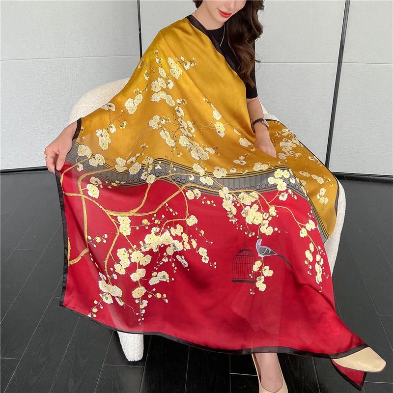 

Luxury Print 110cm Square Scarf Women Spring Warm Shawl Wraps Headkerchief Hijab Female Beach Stoles Turban Bandana Echarpe 2022