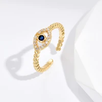 new fashion blue eye open ring with diamonds real gold devils eye zircon opening rings