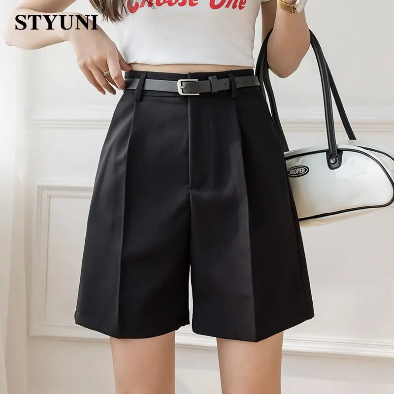 Костюм прямой женский с высокой талией и поясом модные повседневные однотонные