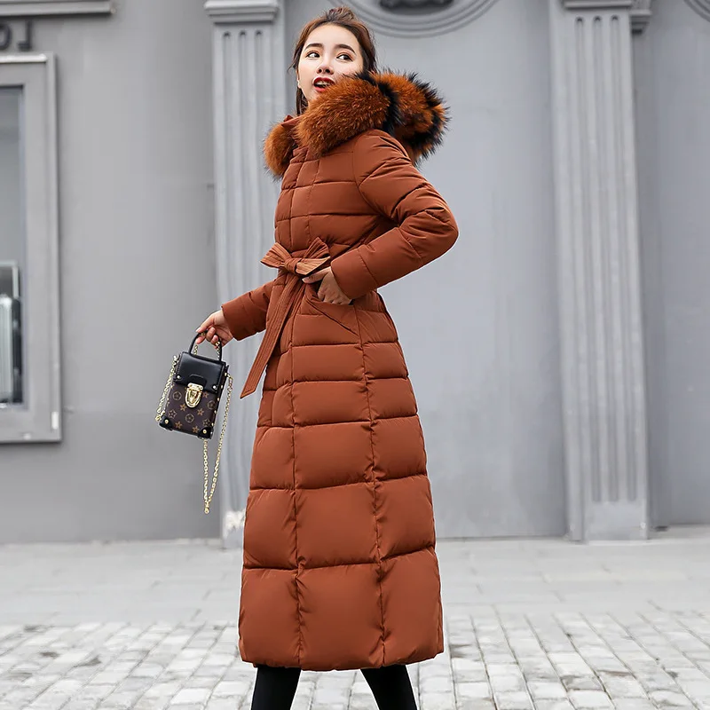 Cotton-padded Women's 2022 Winter Over-the-knee Down Cotton-padded Jacket Women's Fur Collar Padded Cotton-padded Jacket Women