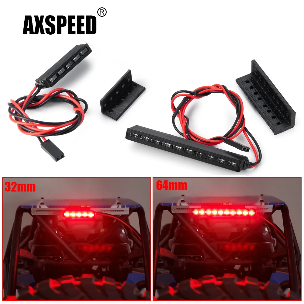 AXSPEED 32/65mm Red LED Light Lamp Bar for Axial SCX10 Wraith RR10 TRX-4 D90 1/10 RC Crawler Model Car Decoration Parts