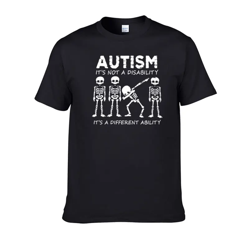 

New Summer Arrival Men'S Fashion Skeleton Autism It's Not A Disability It's A Different Ability Men Short Sleeve Cotton T-Shirt