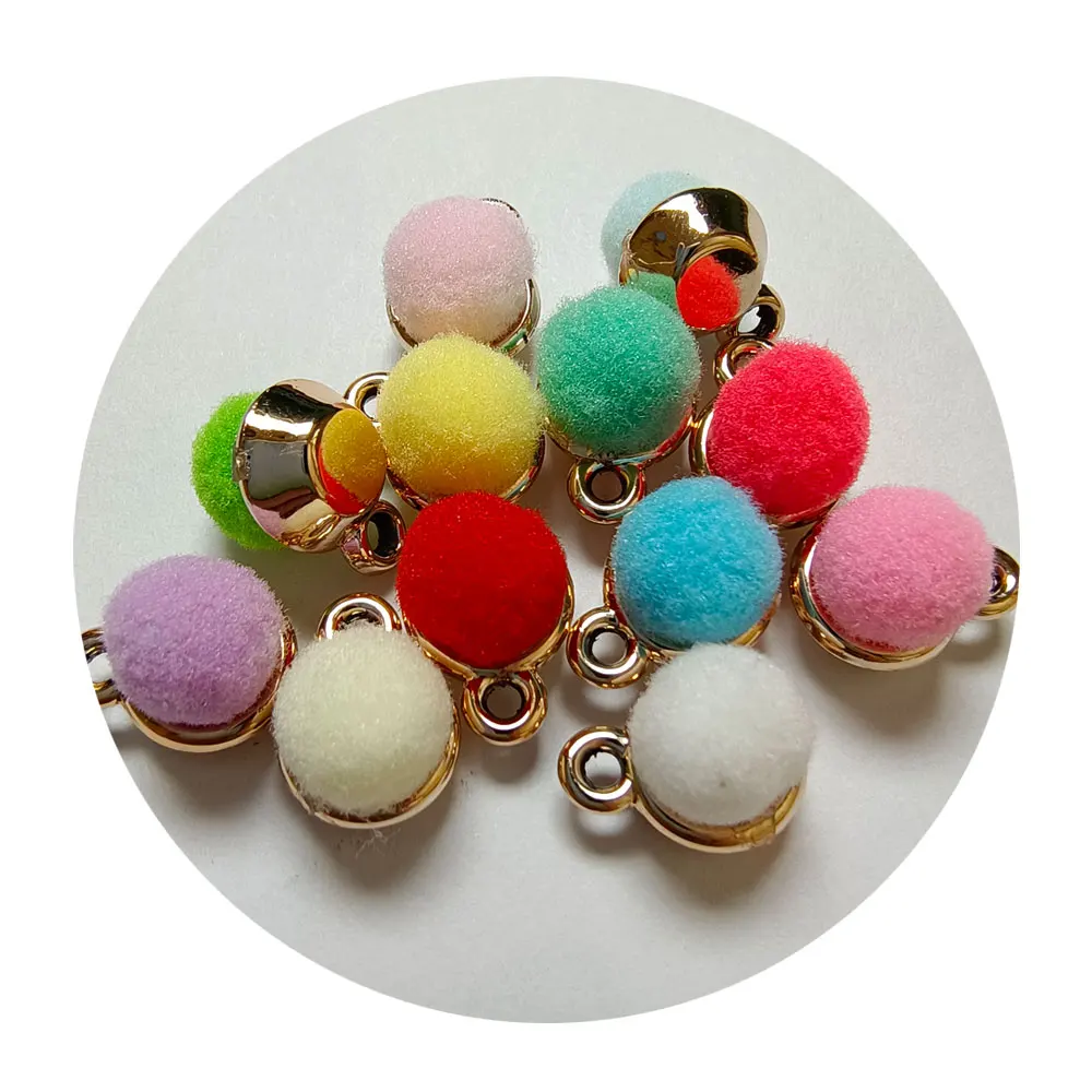 

Милые бусины-подвески с помпой и отверстием для сережек, браслетов, ожерелий, подвесок, аксессуары «сделай сам», ювелирные аксессуары