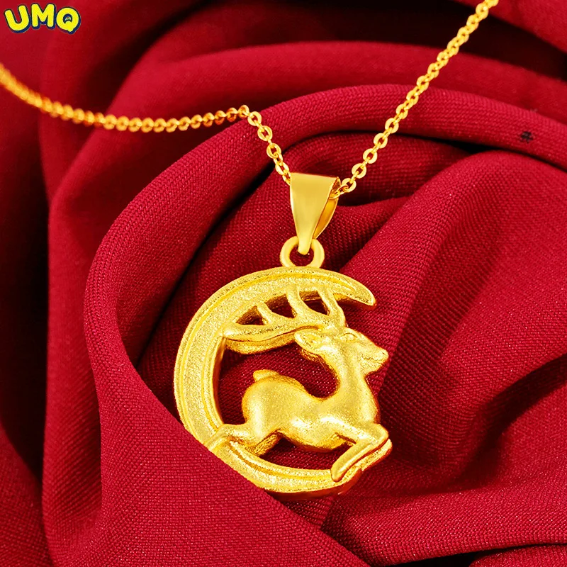 

Ожерелье из 24-каратного золота с подвеской-Луной и оленем из Японии и Южной Кореи, ювелирное изделие для вечеринки с цепочкой, чокер, подарок...