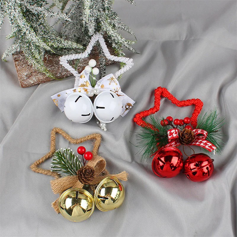 

Рождественская пентаграмма, аксессуары для колокольчиков, подвеска «сделай сам», украшение для рождественской елки, бант, колокольчик, реквизит для окон, украшения для рождественской елки