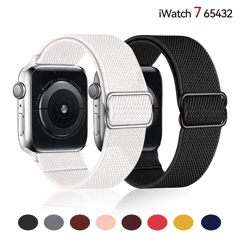 

Ремешок резиновый для Apple Watch Band 44 мм 40 мм 45 мм 41 мм 38 мм 42 мм, эластичный нейлоновый браслет для соло IWatch Series 3 4 5 6 Se 7 ремешок на apple watch 5 40 мм брас...