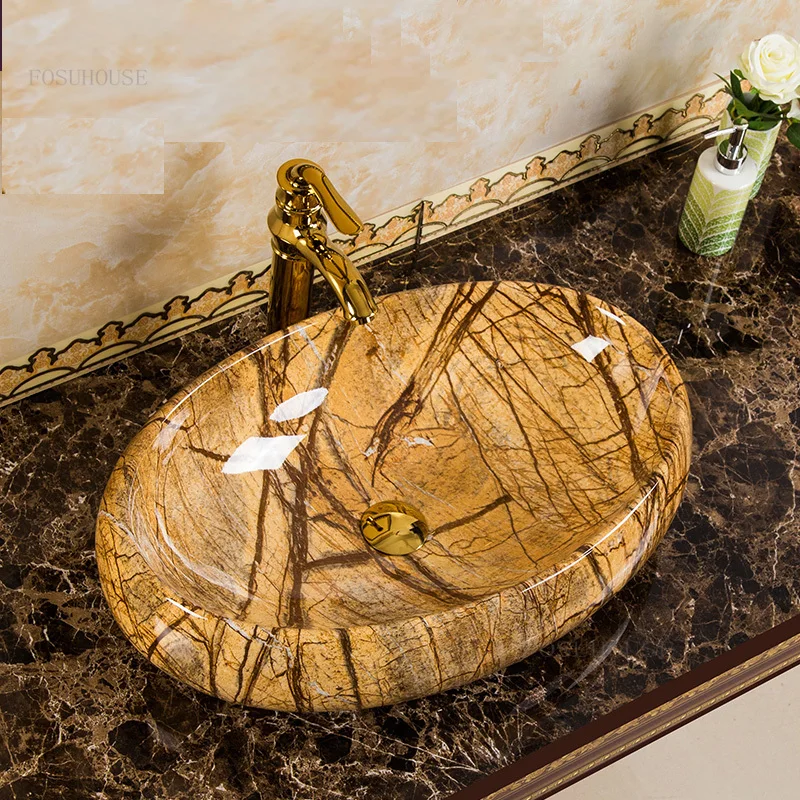 

Modern Multiple Style Bathroom Sinks home Oval Ceramic bathroom fixtures Creative Art vanity Washing Sink Simple Counter Basin Z