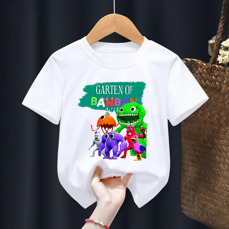 Детская футболка Garten of Banban, одежда с принтом из мультфильмов, модная футболка для девочек и мальчиков в стиле Харадзюку, забавные повседневные топы для маленьких детей