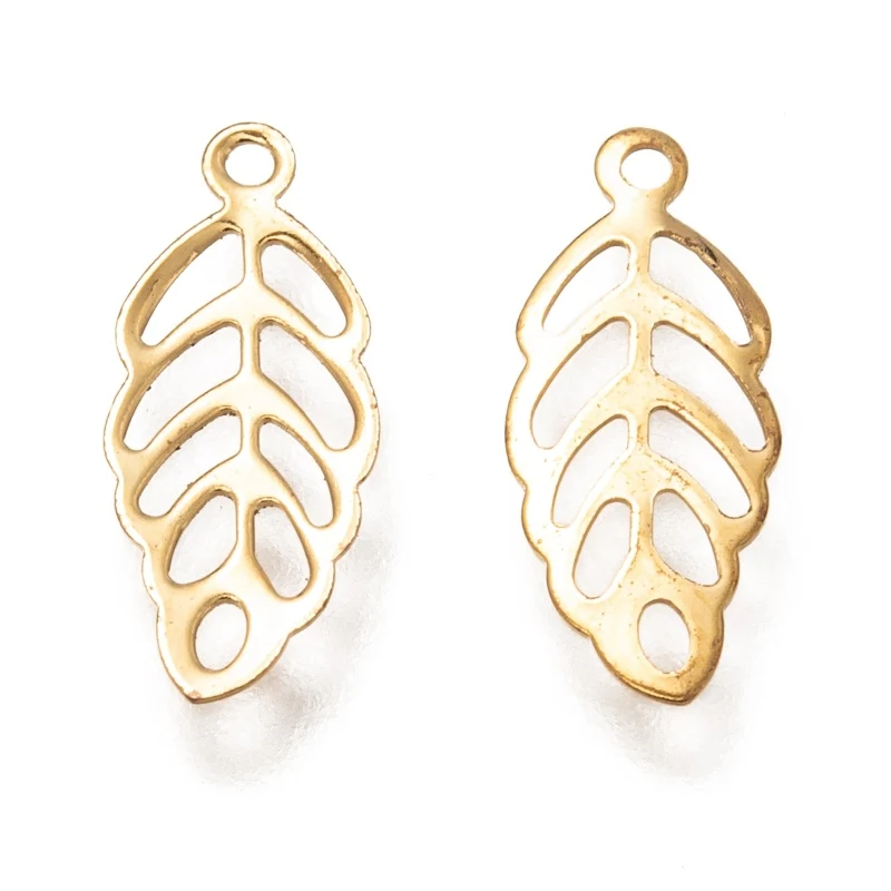 50 шт. филигранные подвески из нержавеющей стали 304 настоящее золото 18 карат 13x5 5x0 5