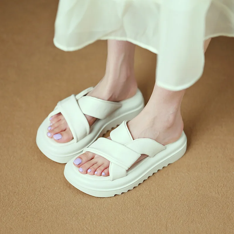 

Шлепанцы женские из ПУ кожи, низкий каблук-копыт, резина, римская ткань, сланцы, 2022