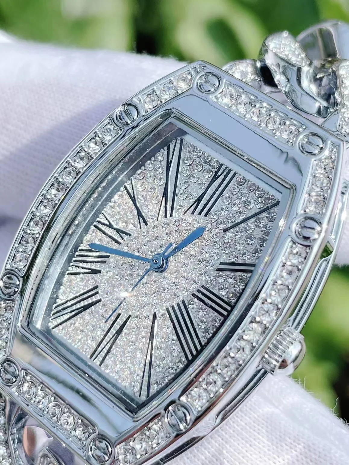 

Women Diamond Zircon Watch Clock Watches Rose Gold Dial Luxury Reloj for Female Ladies Rhinestone Iced Out Quartz Wristwatch