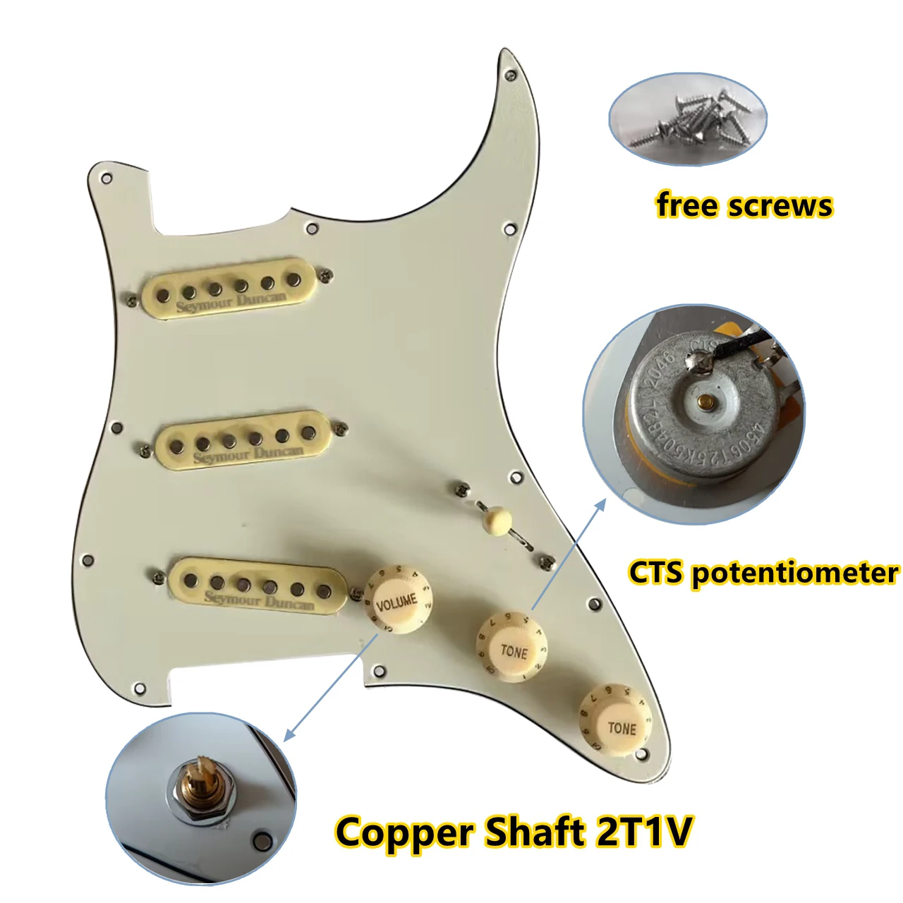 

SSS Prewired PickGuard Loaded Alnico V Seymour Duncan SSL1 Pickups Set,CTS Pots Multifunction Switch