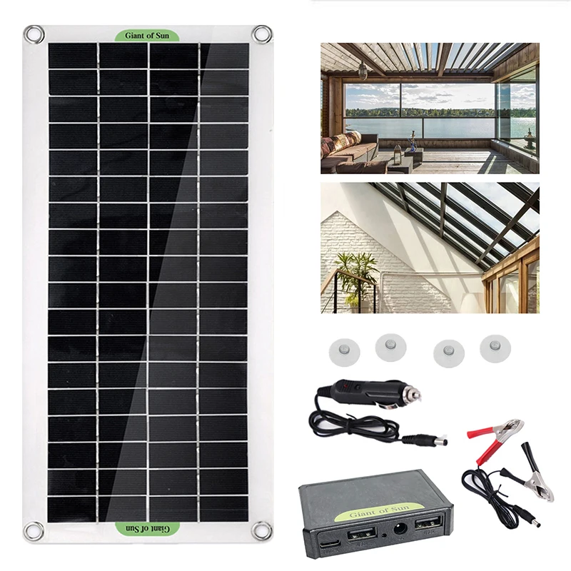 

300W Solar Panel Kit 12V USB Charging Solar Cell Board Controller for Camping Hiking Phone RV Car Battery Supply Accessories